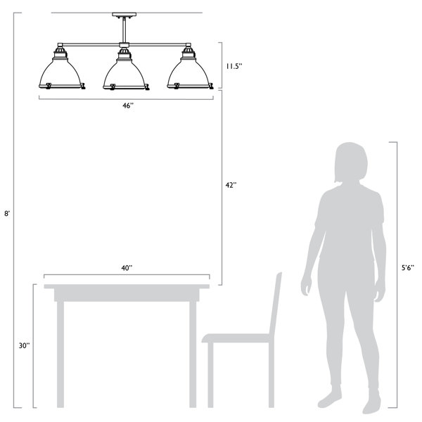 Laurel Foundry Modern Farmhouse Dewey 3 Light Kitchen Island Linear